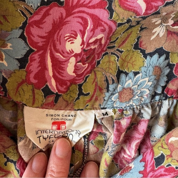 Vintage 70s Simon Chang for International Tyfoon Floral Mini Dress Tunic Size M - Picture 6 of 9